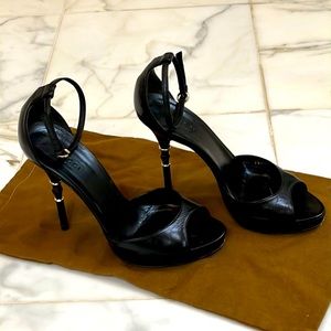 Gucci Black Leather Bamboo Platform Heel Size 36.5M